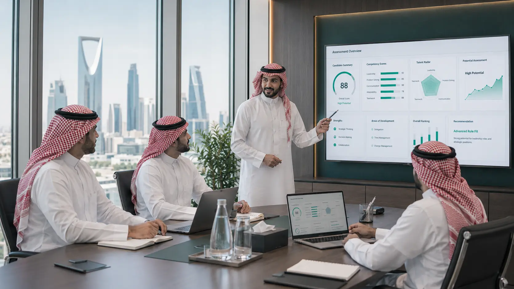 فريق سعودي يراجع نتائج التقييم والكفاءات في اجتماع مهني